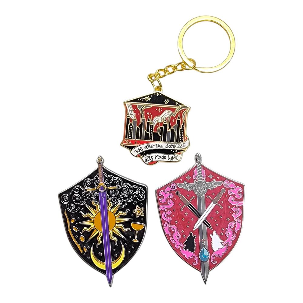 OwlCrate Blades Of Love Arcana Dire Bound Enamel Pins Savage Song Keychain Lot